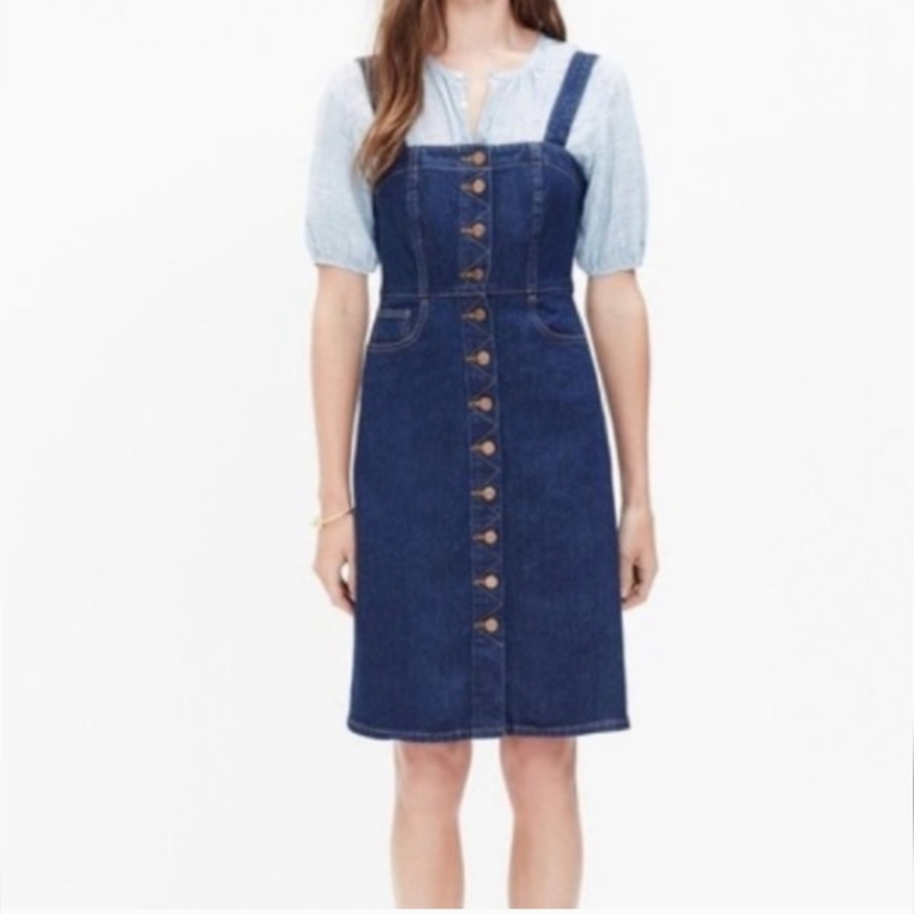 Madewell Size 2 Denim Overall Button Up Dress Jumper In MathildhMai